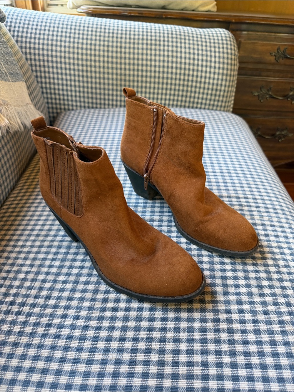 Forever 21 Brown Suede Ankle Booties with Side Zip